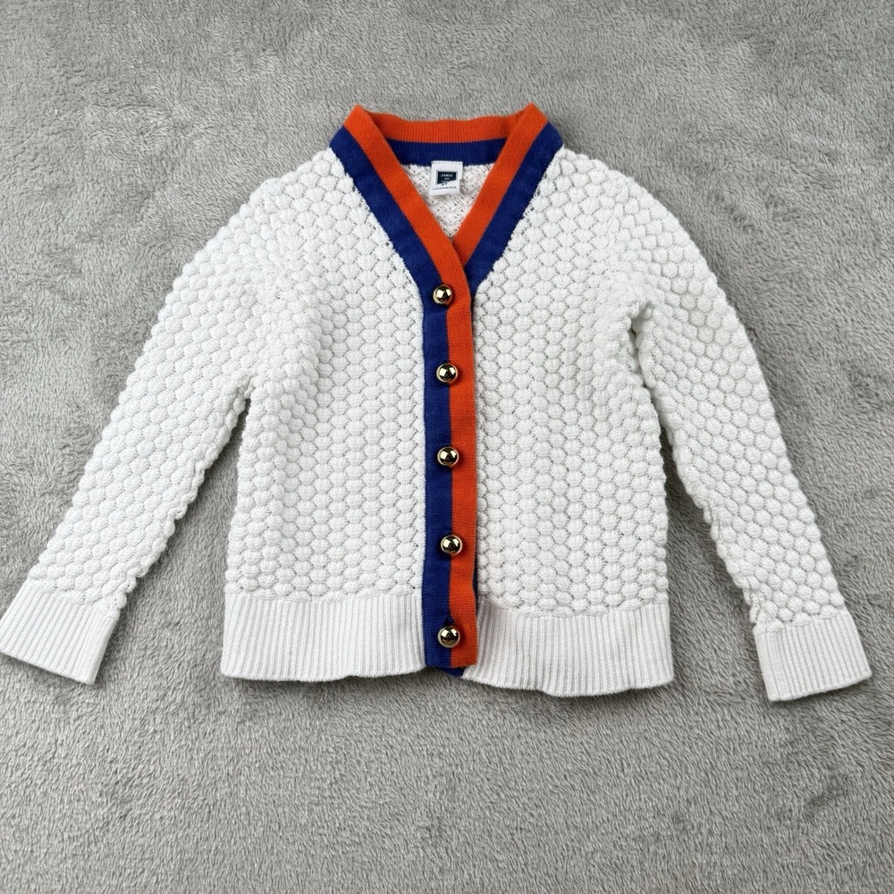 Janie and Jack Cardigan‎ Girls 2T White Knit Sweater Gold Buttons Dressy Party